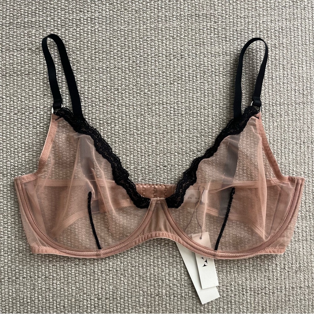 NWT Fleur du Mal Sheer Tulle Demi Bra